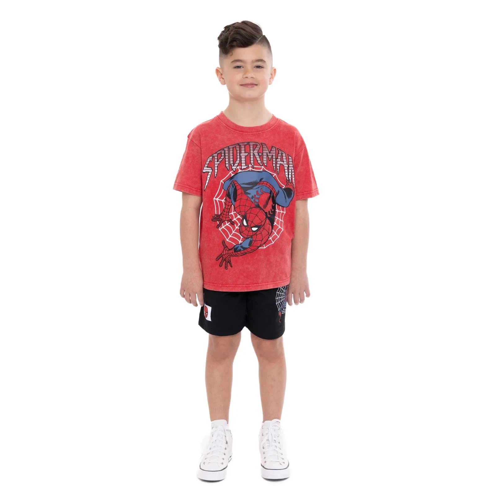 Spider-Man Boys' Short Sleeve Graphic Tee and Shorts Set, 2-Piece, Sizes 6 and 7